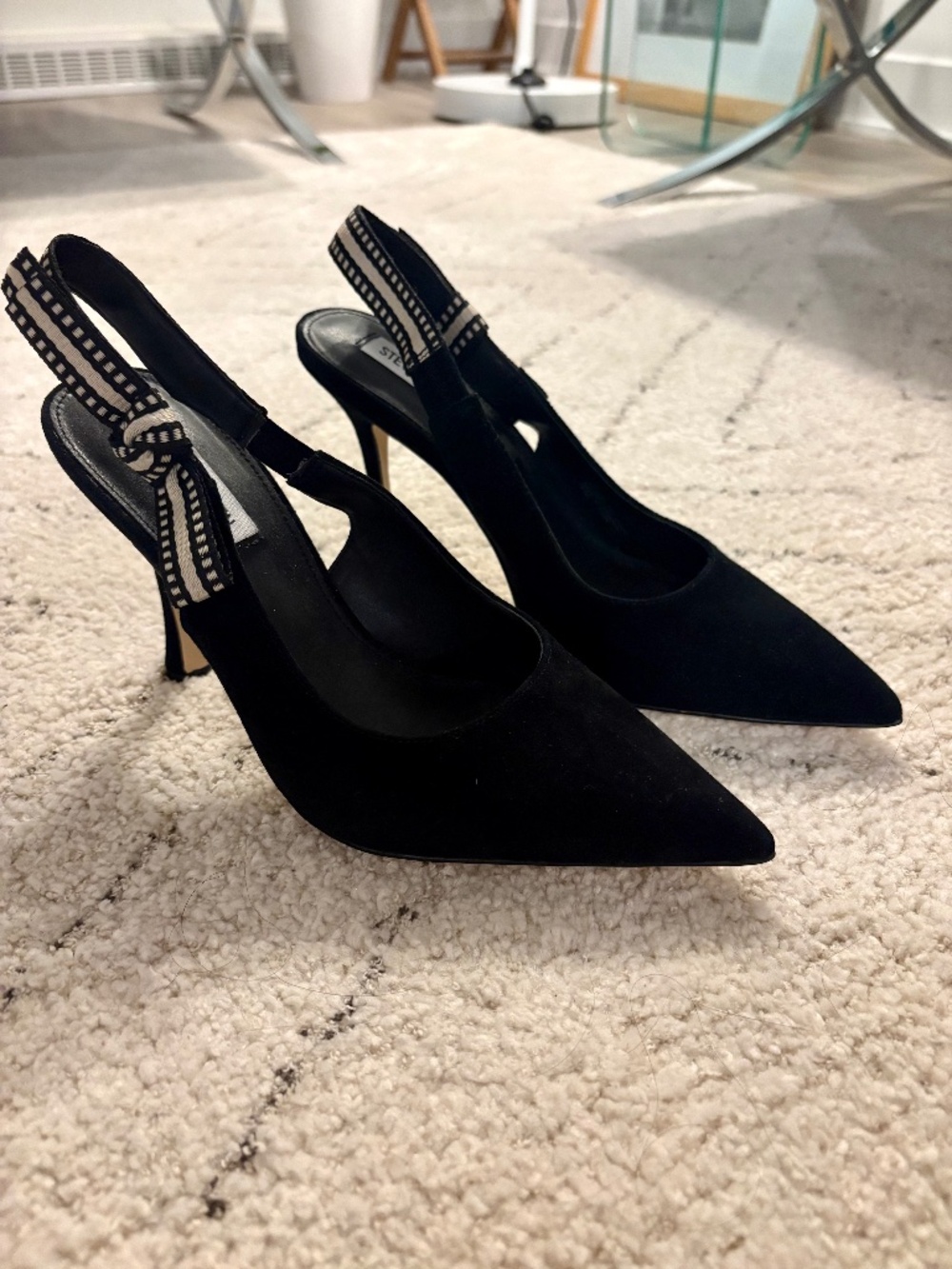 Black Suede Slingback Heels